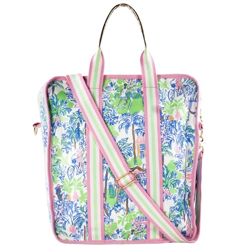 Lilly Pulitzer Pickleball Bag for Women with Storage for 2 Paddles, Zipper Pocket, Waterbottle Sleeve and Gold Details, Serving it Up