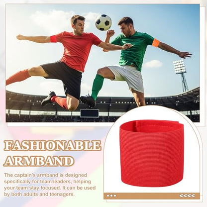 Captain Armbands, Adjustable Leader Arm Bands for Soccer Elastic Team Sport Arm Band-Fitting for Football/Volleyball/Rugby - color: Red