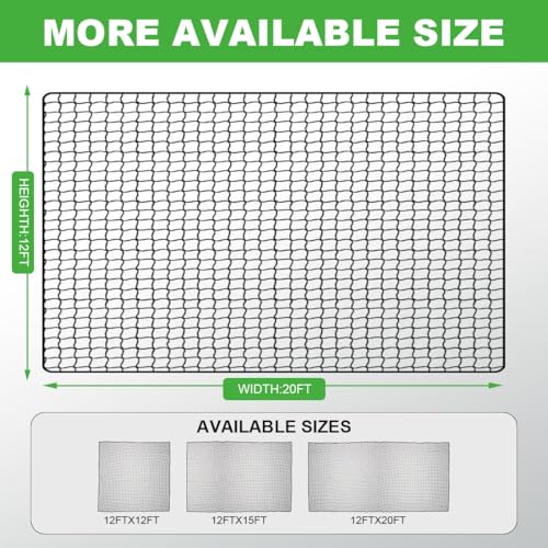 Golf Practice Net, 12X12ft /12X15ft/12X20ft Golf Hitting Hanging Kit, Sports Practice Barrier Net for Backyard and Garage, Indoor/Outdoor DIY Sports Netting for Baseball, Hockey, Soccer - size: 12X20ft