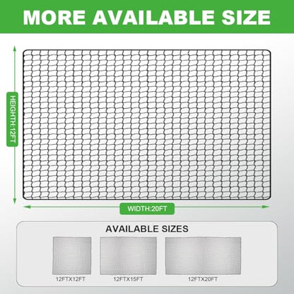 Golf Practice Net, 12X12ft /12X15ft/12X20ft Golf Hitting Hanging Kit, Sports Practice Barrier Net for Backyard and Garage, Indoor/Outdoor DIY Sports Netting for Baseball, Hockey, Soccer - size: 12X20ft