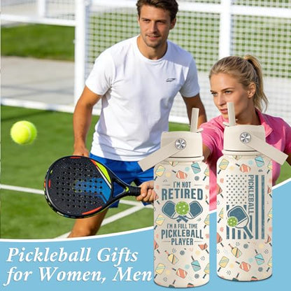 Pickleball Gifts for Women, Men - Christmas, Birthday Gifts for Pickleball Lovers, Players - I'm Not Retired I'm a Full Time Water Bottle 32 oz - color: Pickleball Gifts Beige