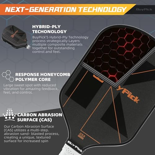 Pickleball Paddle,USAPA Approved Light Pickleball Paddles with Reinforced Carbon Fiber Surface - size: Black Carbon | 16 mm | 2 paddles