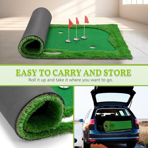 Golf Putting Green Mat Professional Practice Mat with Putter,Movable Golf Cup, Slope Pad Professional Practice Mat for Outdoor/Indoor Training - size: 5x10ft