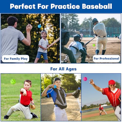 Coopay 14/48 Pack Practice Baseball Softball, Plastic Training Balls Lightweight Hollow Limited Flight Softballs for Hitting, Pitching, Batting Training Indoor Outdoor Use - color: Green, Blue, Pink, style: 48 Pack