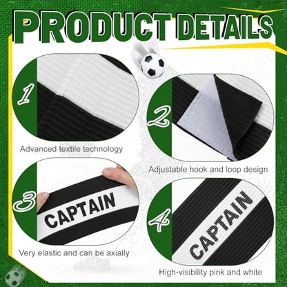 12 Pcs Soccer Captain Armband 11x3.5 Inch Elastic Leader Arm Band for Adult Youth Adjustable Team Accessories - color: Black