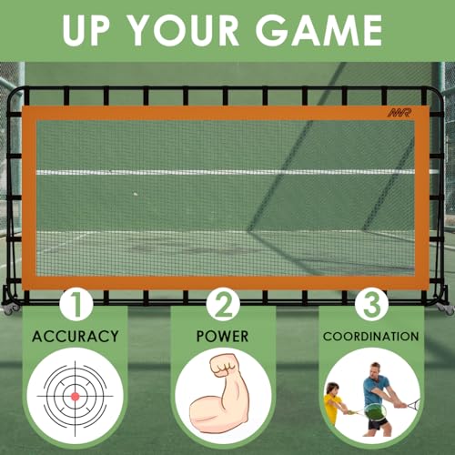 MR Tennis Rebounder 12’x6’, Adjustable Tilt Angle Rebound Net, Multi-Sport Portable Bounce Back Net with Wheels, Rebound Wall for Tennis, Pickleball, Lacrosse, Hockey, Softball & Baseball Training