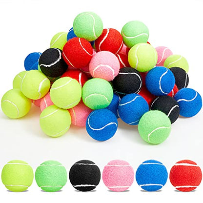 Sumind 60 Pcs Tennis Balls Bulk Standard Tennis Training Ball Tennis Practice Balls PET Dog Playing Balls Tennis Accessories for Beginner Practice Training Sports, 6 Colors