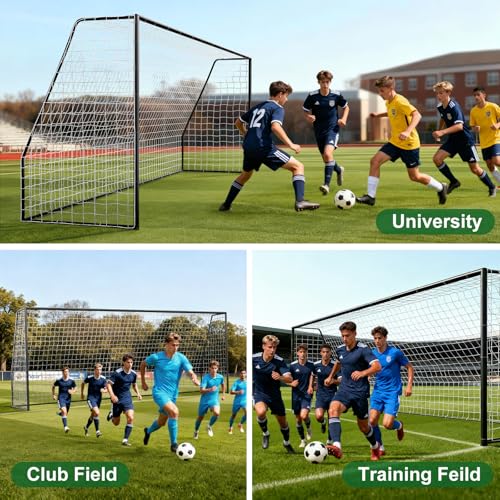 NAIZEA Soccer Goals - 24x8/21x7/18x7/12x6/16x7/10x6/8x6/6x4FT Soccer Goals for Backyard Training- Portable Metal Soccer Net for Youth & Adults - Heavy Duty Steel for Indoor Outdoor Games & Practice - size: 24ft x 8ft, style: Trainer-Black/Steel