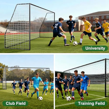 NAIZEA Soccer Goals - 24x8/21x7/18x7/12x6/16x7/10x6/8x6/6x4FT Soccer Goals for Backyard Training- Portable Metal Soccer Net for Youth & Adults - Heavy Duty Steel for Indoor Outdoor Games & Practice - size: 24ft x 8ft, style: Trainer-Black/Steel