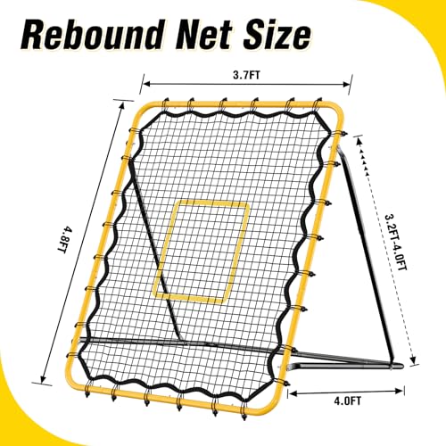 Baseball Rebound Net,Multi-Sports Pitching Rebound Net, 5 Adjustable Angles for Volleyball and Football Training