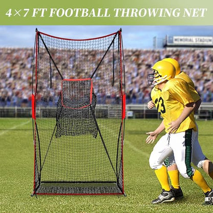 Football Kicking Cage: Quarterback Training Net for Passing Accuracy, Outdoor Practice for Youth & Adults - size: 7x4FT with Target