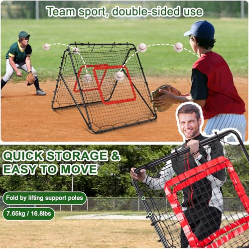 BaseGoal Baseball and Softball Rebounder Net,Baseball Rebounder,Volleyball Rebounder,Pitch Back Net,Multi-Sport Training Rebound Screen,with Pitching Target,Easy Adjustable Angles - size: 47x47 IN, style: Black