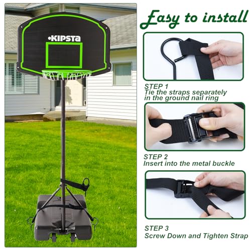 Basketball Goal Anchor Tie Down Kit High Wind Basketball Hoop Anchor for Secure Durable Court Setup Heavy Duty Trampoline Anchor Kit with Adjustable Strap for Mounting Trampoline Swing Tent - size: 3 Anchor and 2 Adjustable Strap