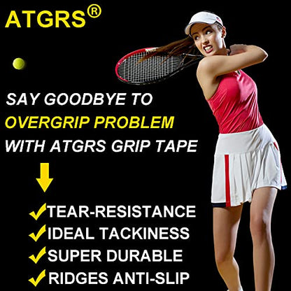 Tennis Grip Tacky Tennis Racket Grip Tape Absorbent Anti-Slip Overgrip for Tennis Badminton Pickleball Racquet Handle Grip with Damping Ridges Overgrips (Black)