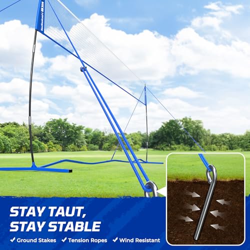 Haokelball Portable Volleyball Net for Backyard, 20ft Freestanding Volleyball Set with Adjustable Height & Widened Base, Outdoor/Indoor Practice Net with Volleyball, Carry Bag, Stakes & Ropes