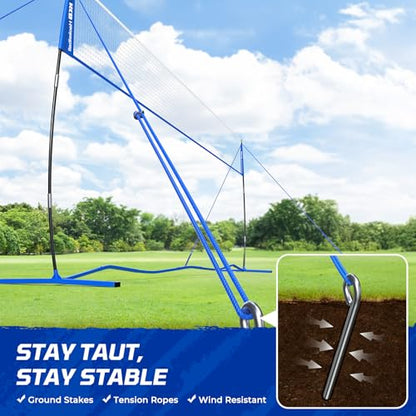 Haokelball Portable Volleyball Net for Backyard, 20ft Freestanding Volleyball Set with Adjustable Height & Widened Base, Outdoor/Indoor Practice Net with Volleyball, Carry Bag, Stakes & Ropes