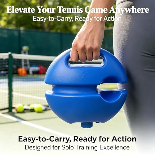 Solo Tennis Trainer Rebound Ball with Weighted Base, Portable Tennis Practice Rebounder, Anti-Tangle Elastic String for Backyard Park Indoor, Solo Training for All Levels