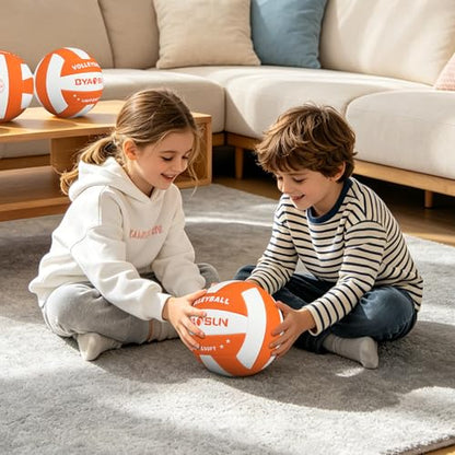 Light Soft Volleyball -Lightweight Touch Volleyball for Indoor Outdoor Beach,Size 5 Volleyball for Beginners Kids Youth Teen Boys Girls(Orange White)