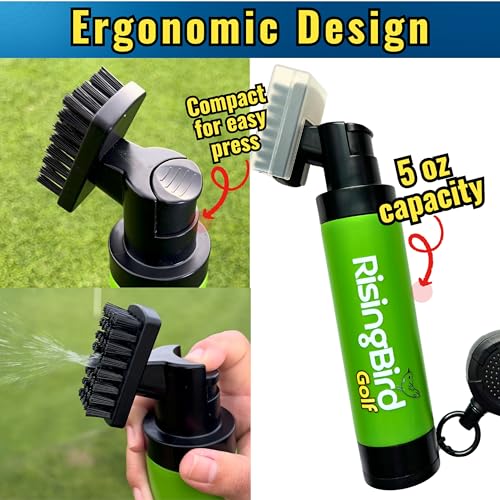 2025 Steel Wire Retractable Clip, Golf Brush, Golf Accessories, Golf Club Cleaner, Golf Water Brush, 5oz, Perfect Golf Gift for Men & Women, Golf Club Spray Brush, Golf Item, USA company (Green)