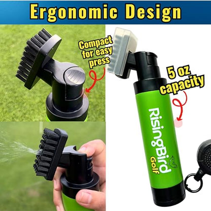 2025 Steel Wire Retractable Clip, Golf Brush, Golf Accessories, Golf Club Cleaner, Golf Water Brush, 5oz, Perfect Golf Gift for Men & Women, Golf Club Spray Brush, Golf Item, USA company (Green)