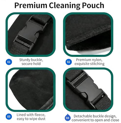 Golf Club and Golf Ball Cleaning Bag - Cleans Club Grooves Cleaner, Golf Bag Accessories,Waterproof Clean Face Tech, Detachable Clip, Machine Washable,Golfer Gifts for Men(Black)
