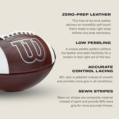 WILSON GRT Game Footballs- Brown, Multiple Sizes - size: PeeWee