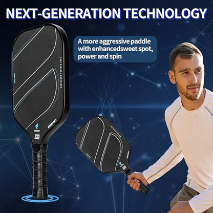 Pickleball Racquet T700 Raw Carbon Fiber Surface (CFS) Thermoformed Pickleball Paddles for high grit and Spin, USAPA approved16mm PP Honeycomb core with Pickleball Racket Cover (Thermoplastic Black)