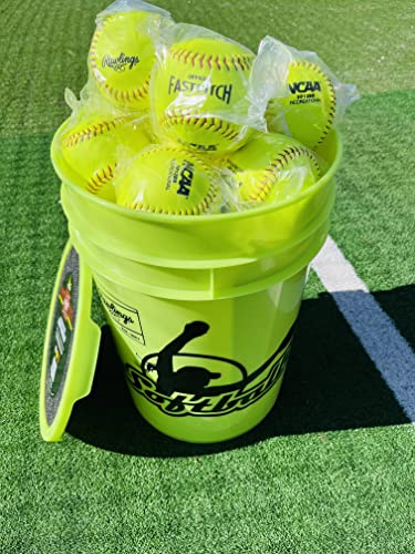 Rawlings | Bucket of 18 Practice Softballs | Ages 12U | 12" | Synthetic Cover