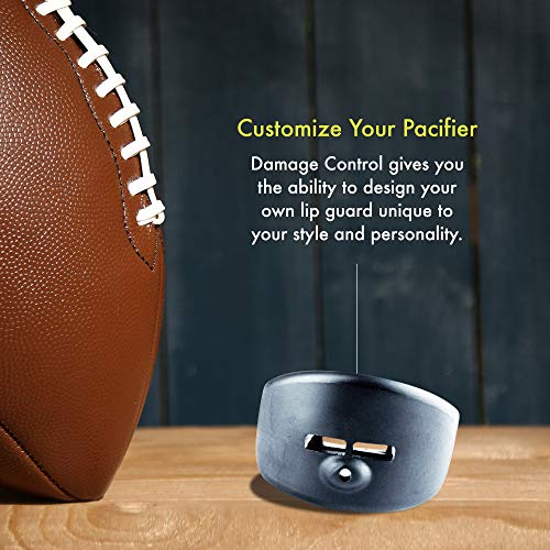 DAMAGE CONTROL Pacifier Mouthpiece – Football Mouthguard with Helmet Strap, Protects Teeth, Jaw & Mouth – Mouth Piece for Sports, No Boiling, Allows Airflow – Gear for Adults & Youth (Black) - color: Black