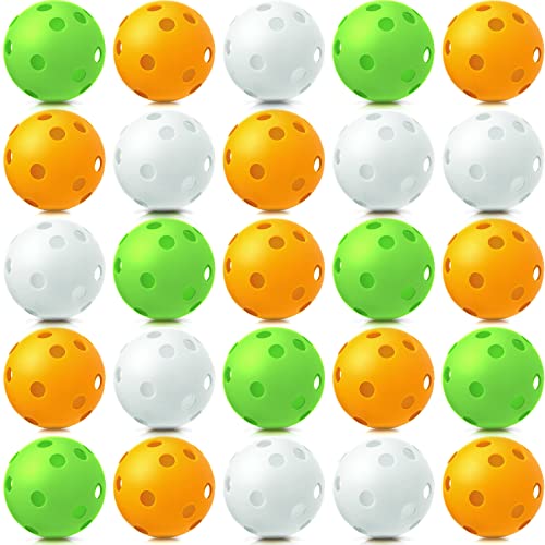 Vinsot 24 Pack Plastic Baseball Practice Baseballs Lightweight Baseball Training Balls Plastic Softballs for Home Indoor Outdoor Hitting Batting Training (White, Yellow, Green) - color: white, yellow, green
