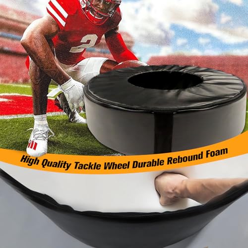 Wibeelee Football Tackle Wheel Tackling Dummies for Football High-Density Sponge and Waterproof PU Leather Tackling Ring with Straps for Youth Football Practice