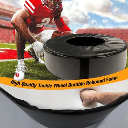 Wibeelee Football Tackle Wheel Tackling Dummies for Football High-Density Sponge and Waterproof PU Leather Tackling Ring with Straps for Youth Football Practice