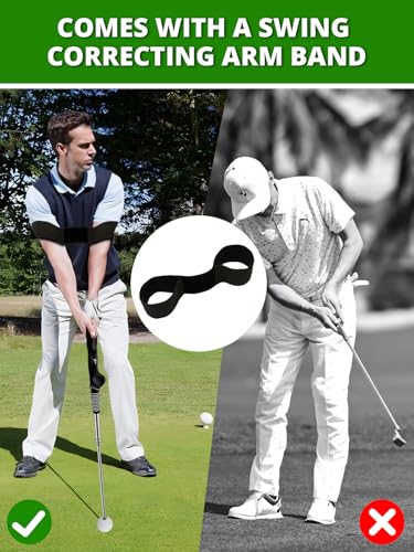 Retractable Golf Swing Trainer with Arm Band - Click Stick Golf Training Aid, Right/Left -Handed Golf Swing Practice Stick for Chipping & Hitting, Portable Indoor Outdoor Golf Practice Stick - style: Right-Handed Golf Swing Trainer