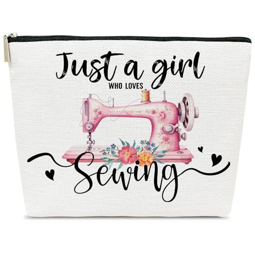 Sewing Gifts for Women Makeup Bag, Just A Girl Who Loves Sewing Cosmetic Pouch for Purse, Quilter Gifts for Quilting Enthusiasts & Sewists - color: multicolor0201