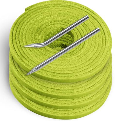 Softball Baseball Glove Lace, Mitt Lace Repair Kit Includes 2 Leather Laces and Lacing Needle for Catcher's Glove - color: Apple_green