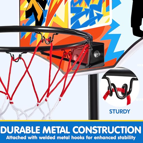 JOYIN Indoor Kids Basketball Hoop with Stand, Toddler Basketball Goal Adjustable Height 28ft-6.2ft, Portable Mini Outdoor Toys for Boys Girls Age 3 4 5 6 7 8, Inside Outside Sport Games for Fun