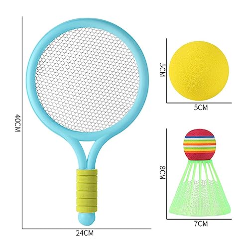 2 Pieces Tennis Rackets Kids Badminton Sets Tennis Racquets Shuttlecocks Portable EVA PVC Material Lightweight Comfortable Grip Suitable for Playgroun - color: Blue Pink