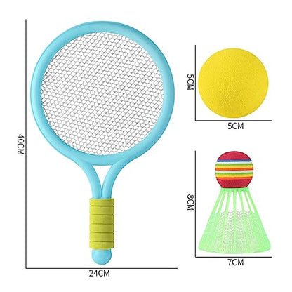 2 Pieces Tennis Rackets Kids Badminton Sets Tennis Racquets Shuttlecocks Portable EVA PVC Material Lightweight Comfortable Grip Suitable for Playgroun - color: Blue Pink