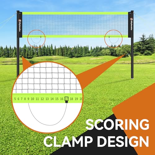 12ft Badminton Net Set for Backyard Beach with Durable Anti-Sagging Net, Heavy Duty Poles, 2 Aluminum Badminton Rackets, 3 Shuttlecocks, Carry Bag - Easy Setup & High Stable