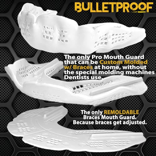 Bulletproof Braces Mouthguard – World’s Thinnest & Strongest Sports Mouth Guard for Braces! Basketball Football Lacrosse Wrestling Hockey Rugby BJJ MMA Boxing Mouthpiece – Adult Youth & Kids - color: Clean White