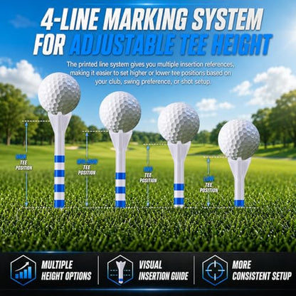 170 Pack Golf Tees 50 Iron Tees with 120 Driver Tees, Pro 4 Line Marking System Plastic Golf Tees, 4-Prong Engineered to Reduce Friction & Longer Distance