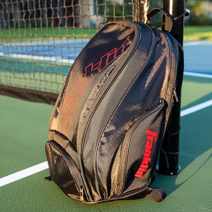 Franklin Sports Pickleball Bags - Deluxe Competition Pro Backpack for Gear + Equipment - Pickleball Bag for Men + Women - Holds Paddles, Balls + Accessories - Elite Nylon Fabric