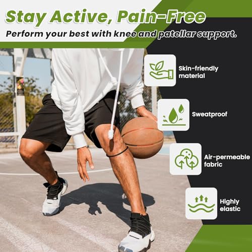 2PCS Patellar Tendon Knee Strap Knee Band for Knee Pain Relief Patella Band for Basketball Running Sports Breathable Patellar Tendon Support Strap