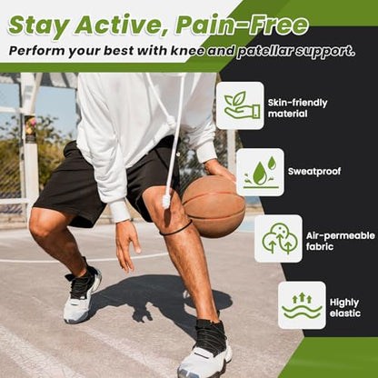 2PCS Patellar Tendon Knee Strap Knee Band for Knee Pain Relief Patella Band for Basketball Running Sports Breathable Patellar Tendon Support Strap