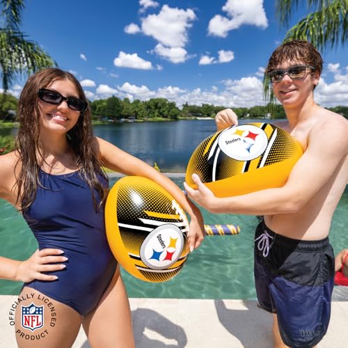 BigMouth 18” Inflatable Pool Football Officially Licensed NFL Fan Gear Merchandise Beach Ball Games for Adults and Teens - style: Pittsburgh Steelers