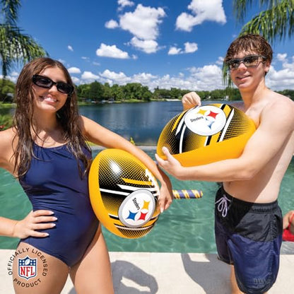 BigMouth 18” Inflatable Pool Football Officially Licensed NFL Fan Gear Merchandise Beach Ball Games for Adults and Teens - style: Pittsburgh Steelers