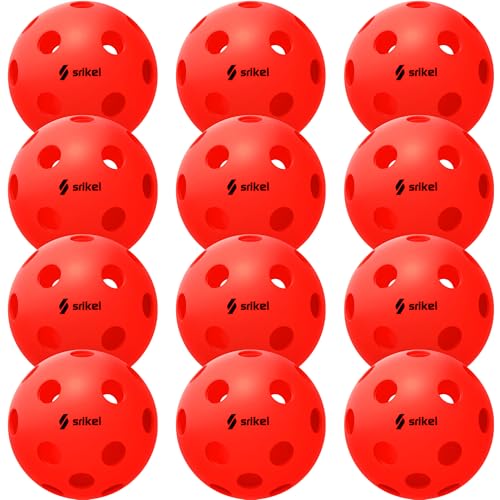 Pickleball Balls-USAPA Approved Outdoor/Indoor Pickleballs,Seamless Roto-Molded Design for Durability,Crack-Resistant 40-Hole Pickle Ball for Beginner Intermediate Pro Player,6/12/36/50/100Pack - color: Indoor - Red, size: 12 Count