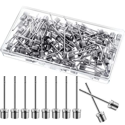 WILLBOND 100 Pack Basketball Pump Needles Ball Inflation Air Pump Needles with Storage Box for Sports Balls, Football Basketball Soccer and Volleyball - color: Silver