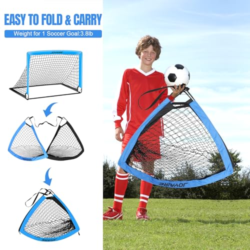 Pro-Grade Kids Backyard Soccer Goal, Tear-Resistant 5-Layer Polyester Soccer Net & 10mm Poles for Maximum Durability, 4x3ft/6x4ft/7x5ft, Pop Up Portable Soccer Training Equipment Set with Size 4 Ball - size: 6 ft x 4ft, style: Blue