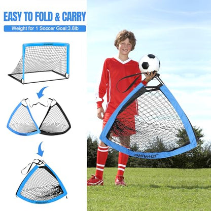 Pro-Grade Kids Backyard Soccer Goal, Tear-Resistant 5-Layer Polyester Soccer Net & 10mm Poles for Maximum Durability, 4x3ft/6x4ft/7x5ft, Pop Up Portable Soccer Training Equipment Set with Size 4 Ball - size: 6 ft x 4ft, style: Blue